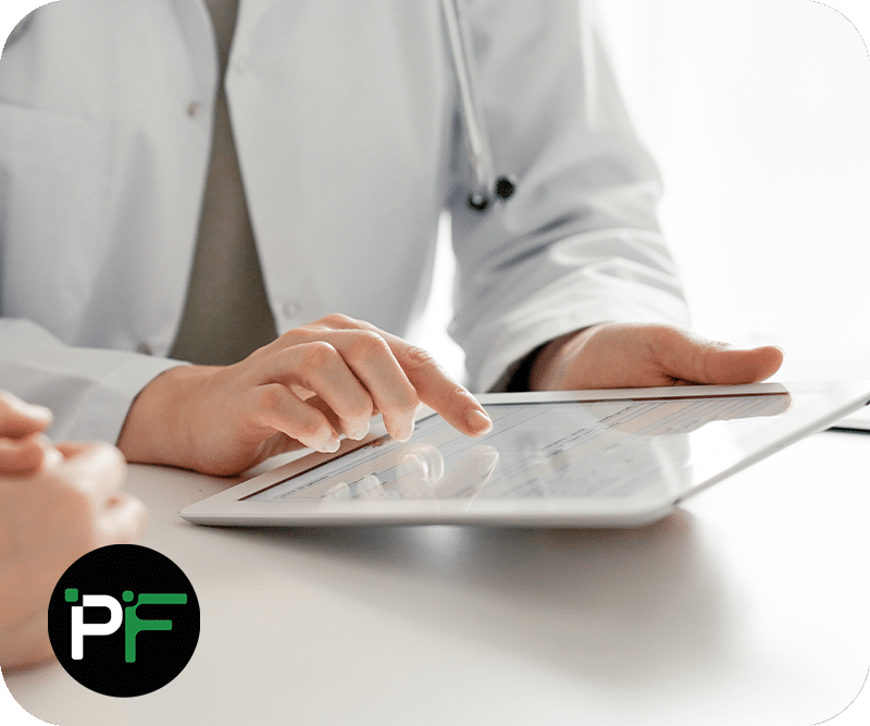 A digital interface displaying patient records, appointment scheduling, and medical analytics, symbolising efficient healthcare software solutions