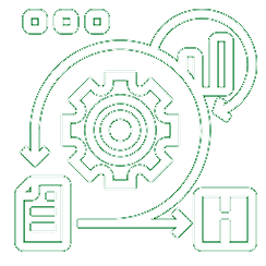 Settings and documents symbols as an icon symbolising agile development - 244x244px