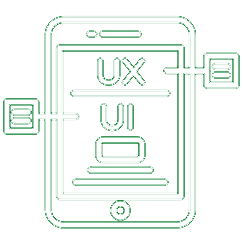 Mobile / Tablet device icon with arrows to indicate UX/UI design