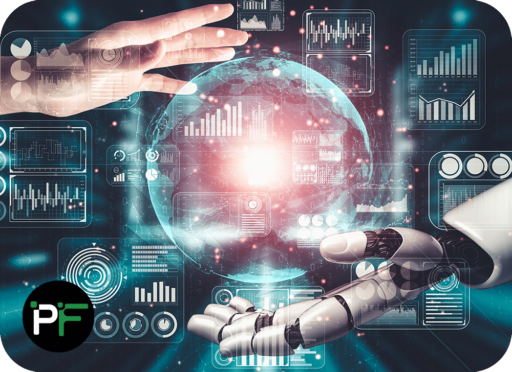 A human hand and a robotic hand indicating humans working alongside AI for AI software development