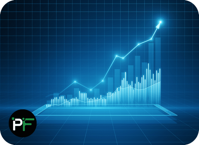 Graphs showing upward trends with Pixel Fusion logo overlaid symbolising the benefits of Data Automation