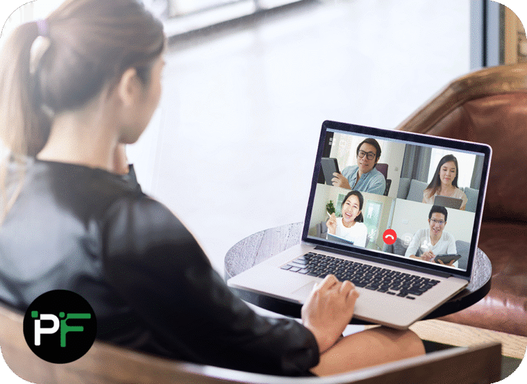 Software consultant on a Teams/Zoom/Google Meet meeting representing software development consulting services