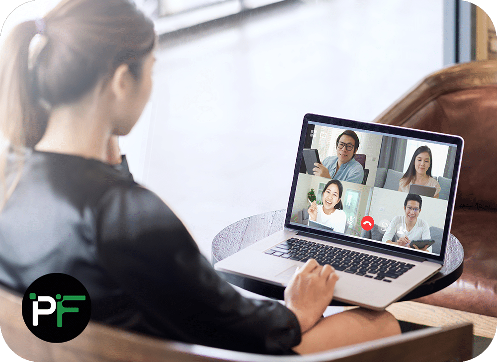 Software consultant on a Teams/Zoom/Google Meet meeting representing software development consulting services